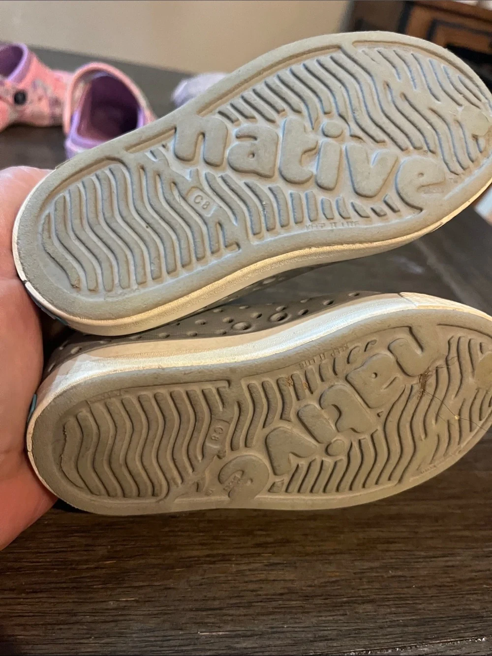Native Kids Water-Friendly Slip-On Shoes in Light Gray